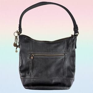 The Sak Black Soft Pebbled Leather Sequoia Hobo Shoulder Bag Purse Handbag READ